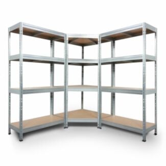 Regalsystem: 2 Schwerlastregale & Eckregal RIVET 180x180x180x45cm mit HDF-Böden