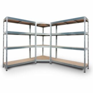 Regalsystem: 2 Schwerlastregale & Eckregal RIVET 180x210x240x45cm mit HDF-Böden