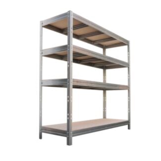 Schwerlastregal BULLRACK RIVET 200x210x60 cm mit 4 DTD-Platten, je 600 kg Traglast, Zink - Hover