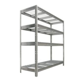 Schwerlastregal BULLRACK RIVET 200x210x60 cm mit 4 Stahlgitterböden, Zink - Hover