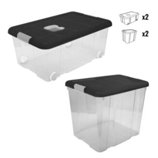 4er Set Aufbewahrungsboxen mit Deckel 35L & 36L - Hover