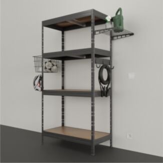 Schwerlastregal RIVET 180x90x45cm, 4 HDF-Platten mit RIVET Zubehör - Hover