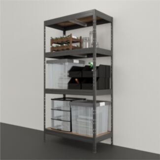 Schwerlastregal RIVET 180x90x45cm, 4 HDF-Platten mit Zubehör - Hover